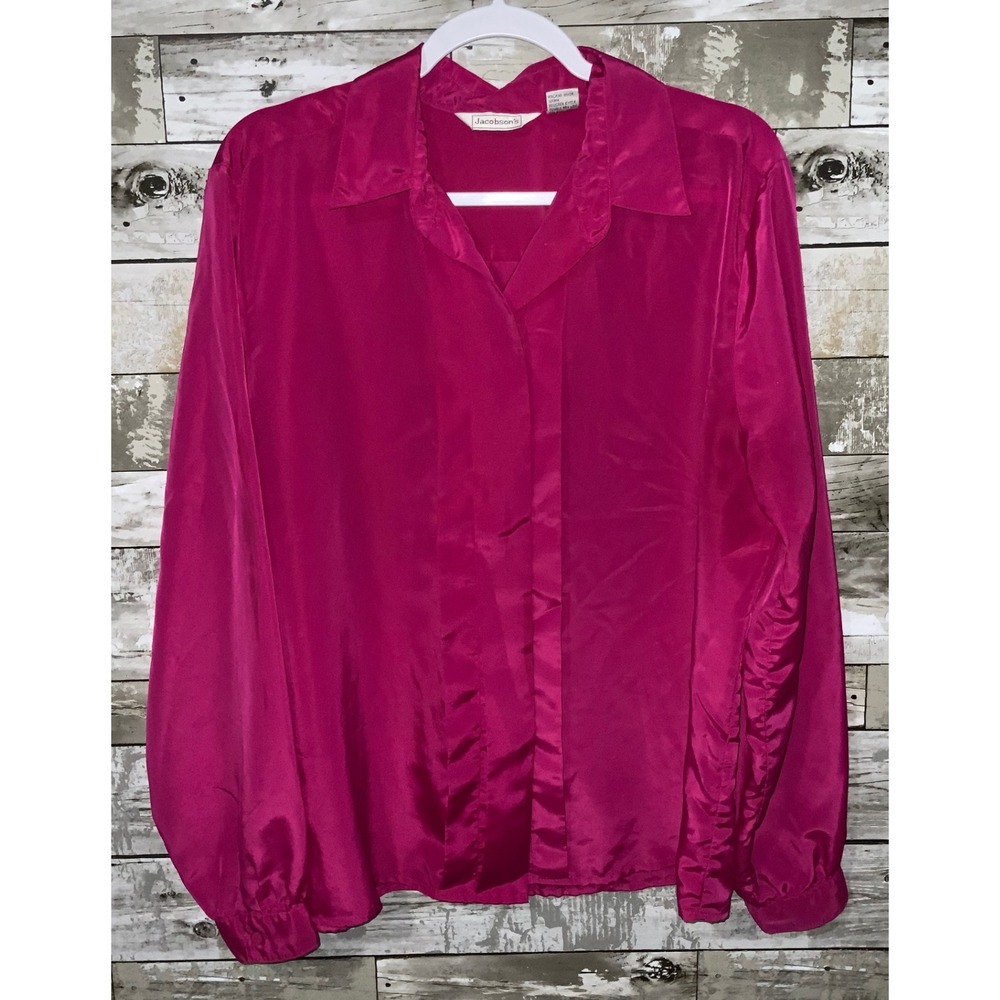 Jacobson's Womens Pink Collared Long Sleeve Button Front Blouse Size 18